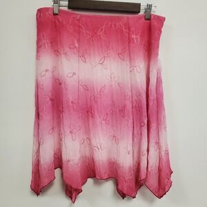 Vintage Star City Womens Asymmetric Floral Embroidered Fairy Skirt Size 9 Pink